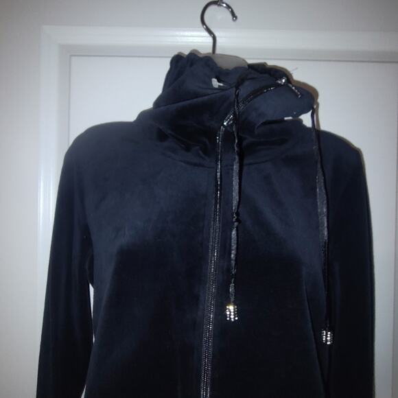 Calvin Klein Women's Black Velour Full Zip Hoodie Size S BG13 - Picture 2 of 4